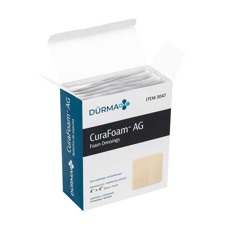 Dynarex-3047 CuraFoam AG - Foam Dressing 4" x 4" (10/10/cs)