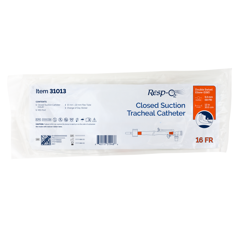 Dynarex 31013 Closed Suction Tracheal Catheter w/ Double Swivel Elbow 16 Fr (2/10/cs)