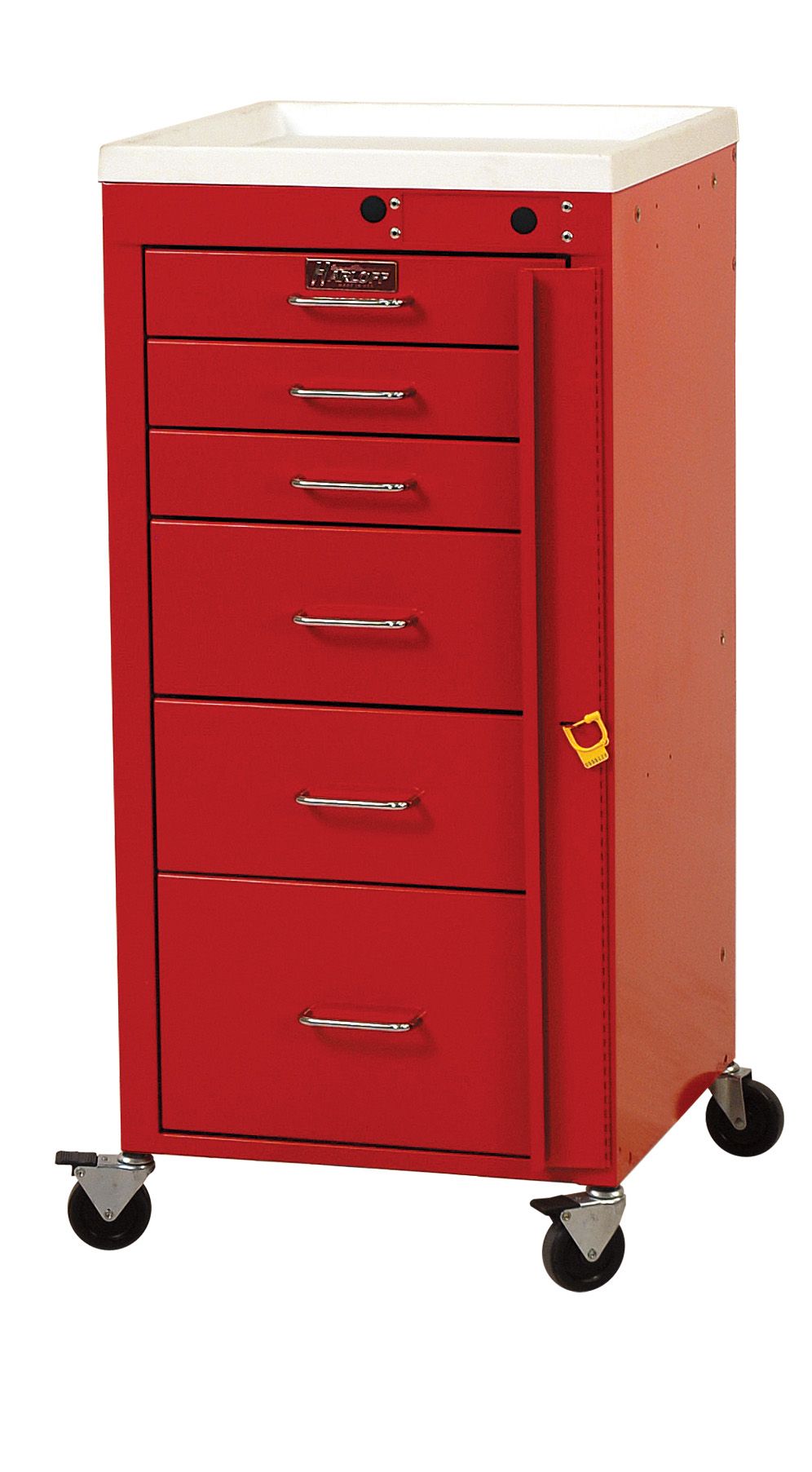 Harloff-3156B Mini Line 6 Drawer Cart, Tall Cabinet with Breakaway Lock & Stem Casters Each
