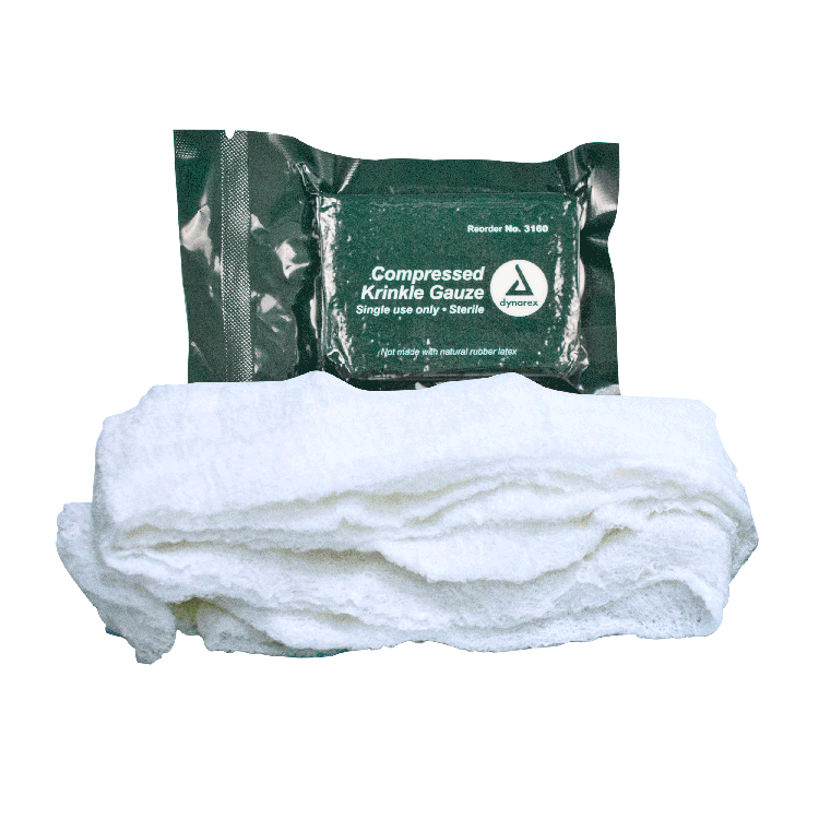 Dynarex-3160 Compressed Krinkle Gauze Bandage Sterile 4.5" x 4.1yd, 100/cs