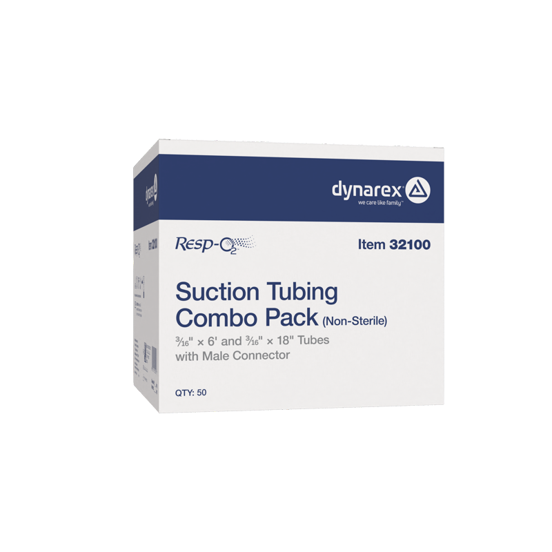 Dynarex-32100 Suction Connection Tubing w/ Male Connecting, Non-Conductive 3/16" x 6' and 3/16" x 18" Tub (50/cs)