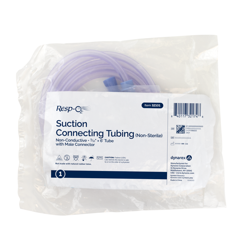 Dynarex Suction Connection Tubing w/ Male Connecting, Non-Conductive