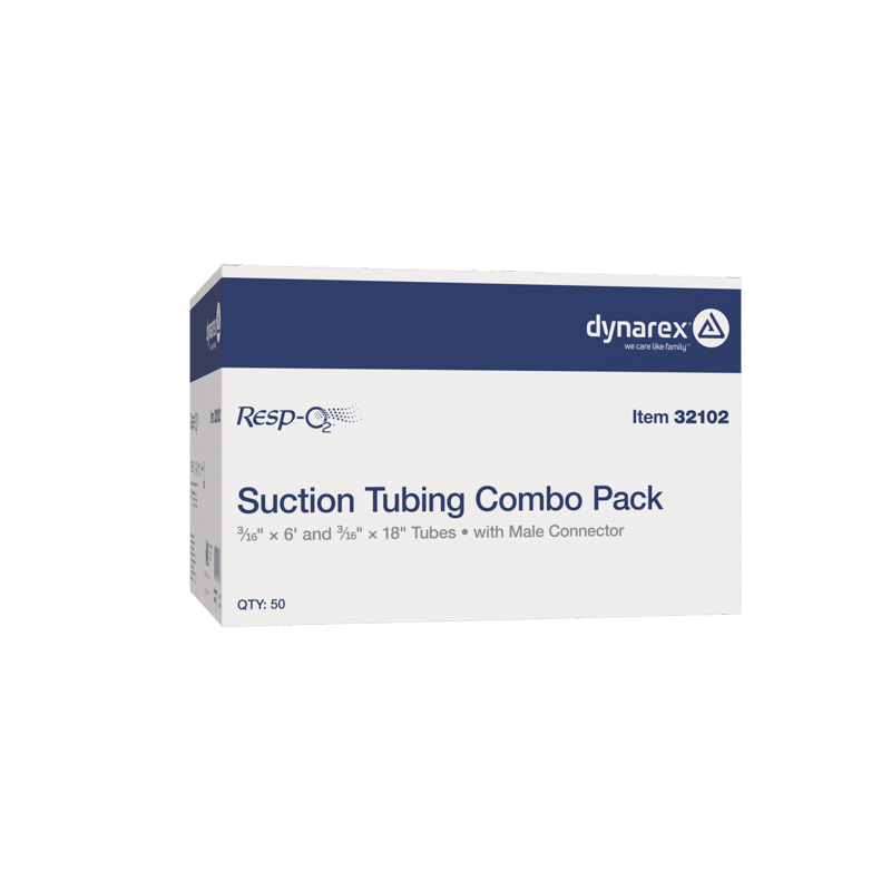 Dynarex-32102 Suction Connecting Tubing w/ Male Connector, Non-Conductive, 3/16" x 6' and 3/16" x 18" Tub (50/cs)