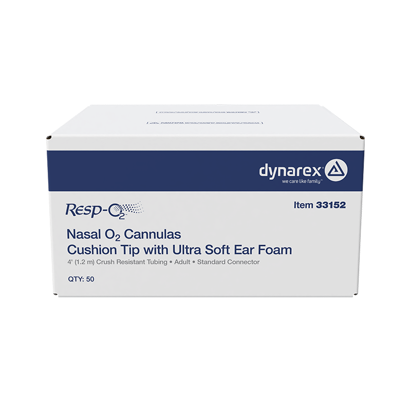 Dynarex-33152 Nasal Oxygen Cannula Cushion Tip w/ Ultra Soft Ear Foam w/ 4 Adult/Standard Connector 50/cs