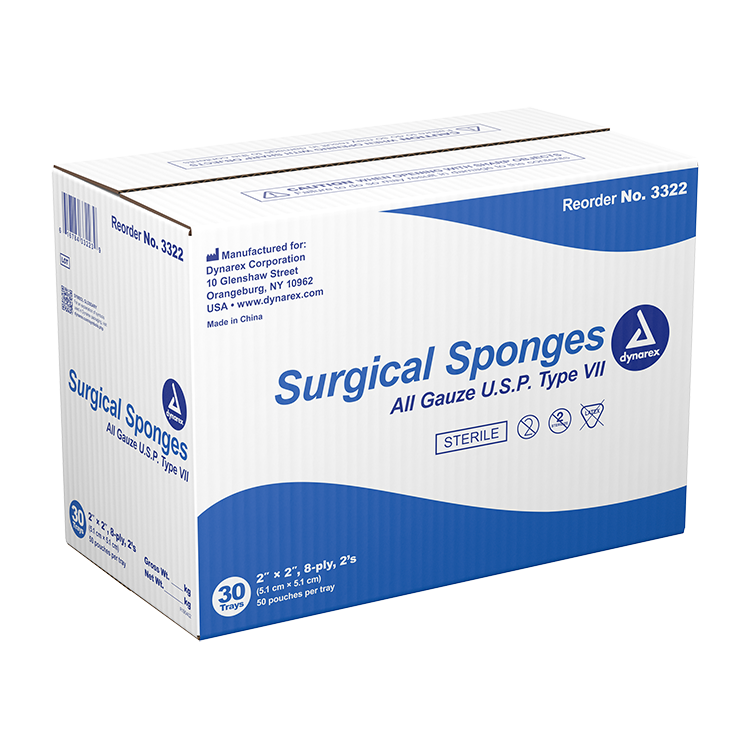 Dynarex X-Ray Detectable Surgical Gauze Sponges & Pads - Sterile