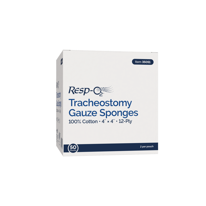 Dynarex-35051 Tracheostomy Gauze Sponges, 100% Cotton 4" x 4" 12 Ply (6/50/2cs)