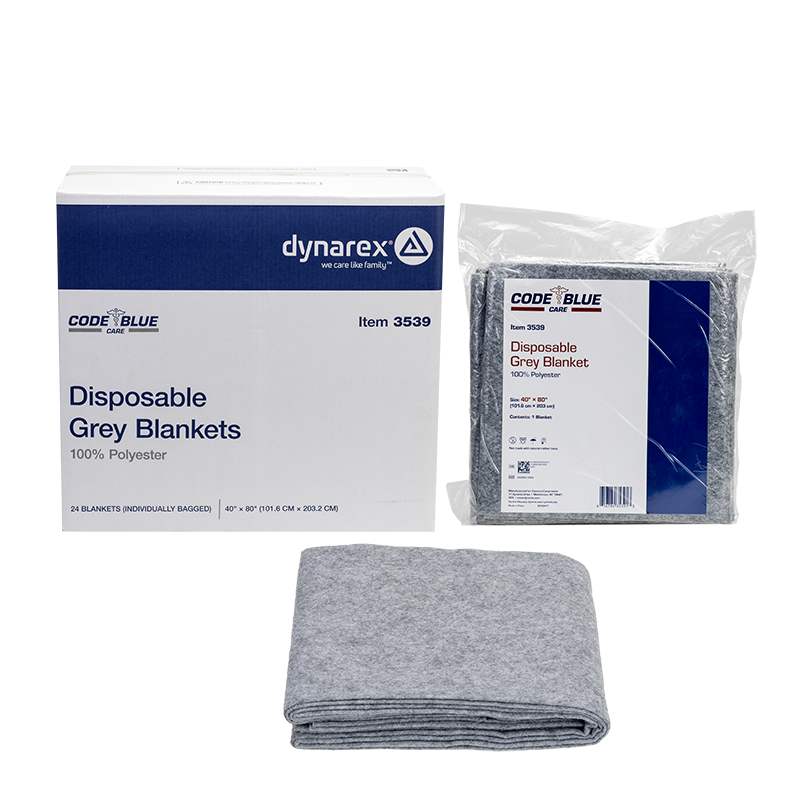 Dynarex Disposable Grey Blanket and Blue Non Woven Blanket