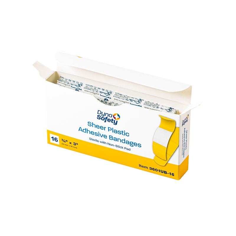 Dynarex 3601UB-16 Sheer Plastic Adhesive Bandages Sterile 3/4" X 3" (16) (100/16/CS)