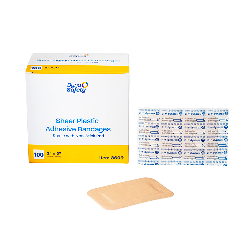 Dynarex-3609 Sheer Plastic Adhesive Bandages - Sterile 2" X 3" (24/100/cs)