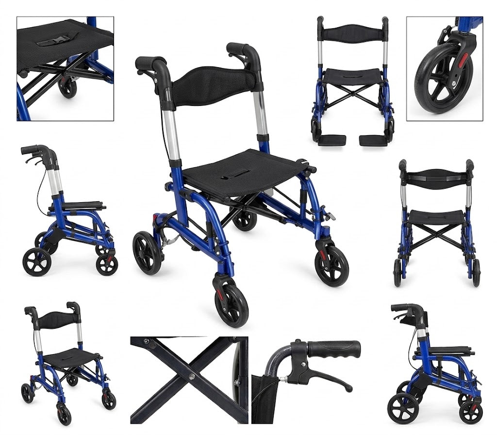 A2Z Mobility-A2Z-TC1057BLU Rollator Transport Chair - Blue