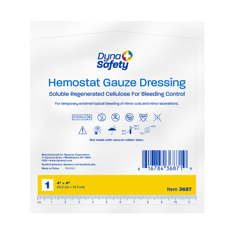 Dynarex-3687 Hemostat Gauze Dressing 4" x 4" (10/20/cs)