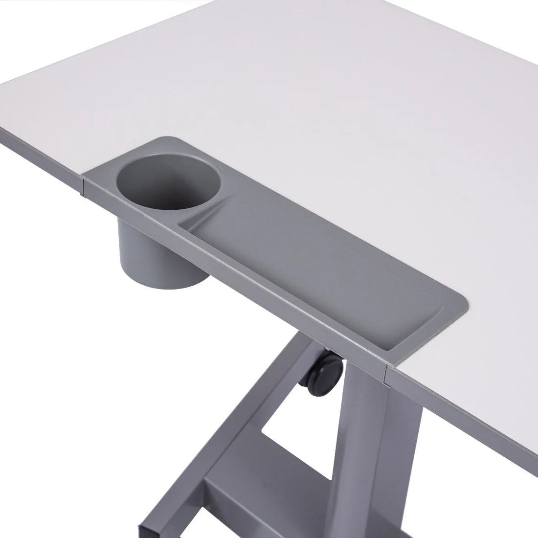 Luxor-STUDENT-P Pneumatic Adjustable Height Sit Stand Student Desk Light Gray (19.5" x 27.5" x 29"–43.5")