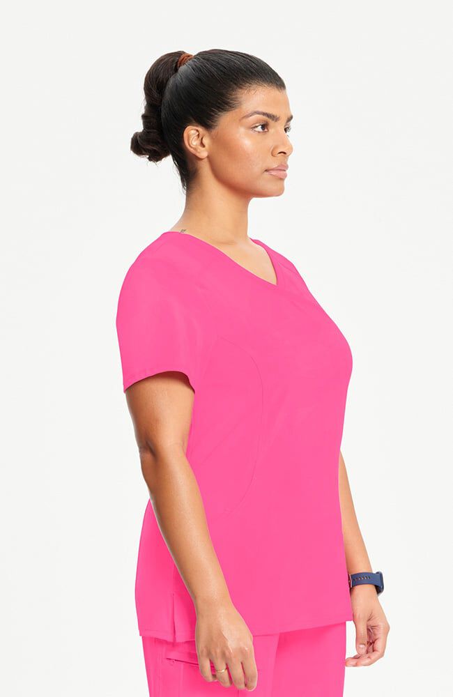 Infinity Women's 4-Pocket Knit Panel Mock Wrap Scrub Top