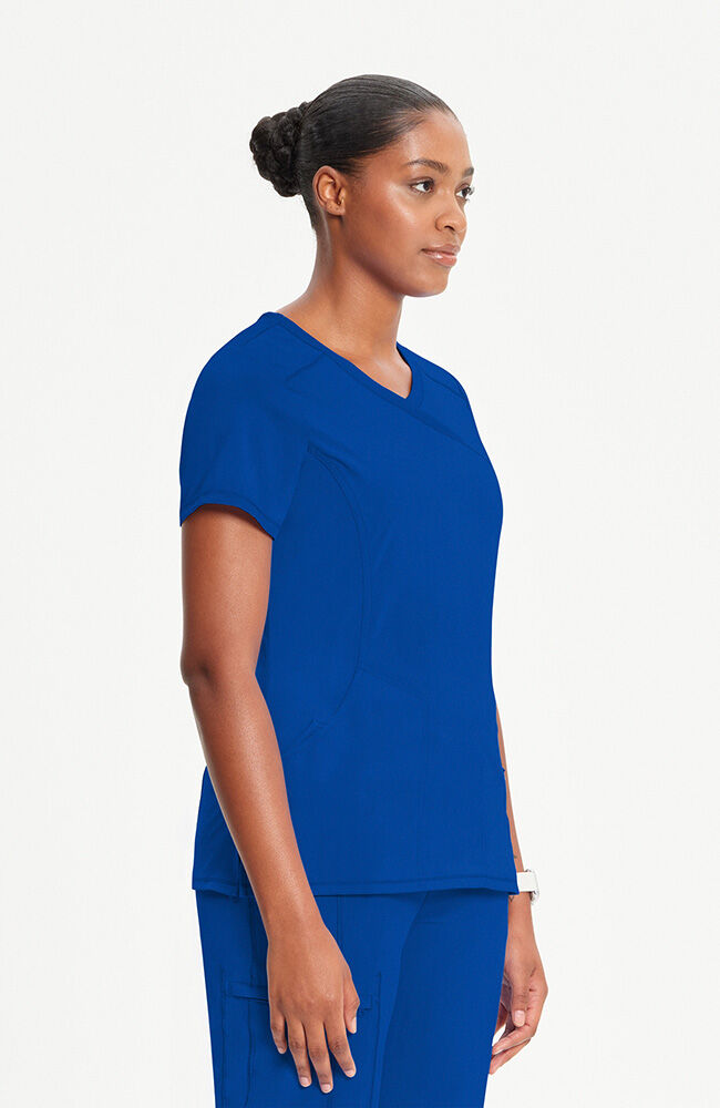 Infinity Women's 4-Pocket Knit Panel Mock Wrap Scrub Top