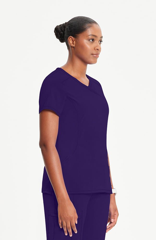 Infinity Women's 4-Pocket Knit Panel Mock Wrap Scrub Top