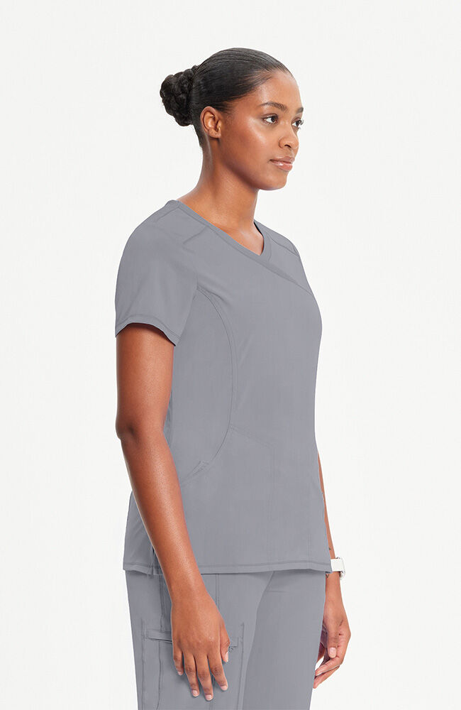 Infinity Women's 4-Pocket Knit Panel Mock Wrap Scrub Top