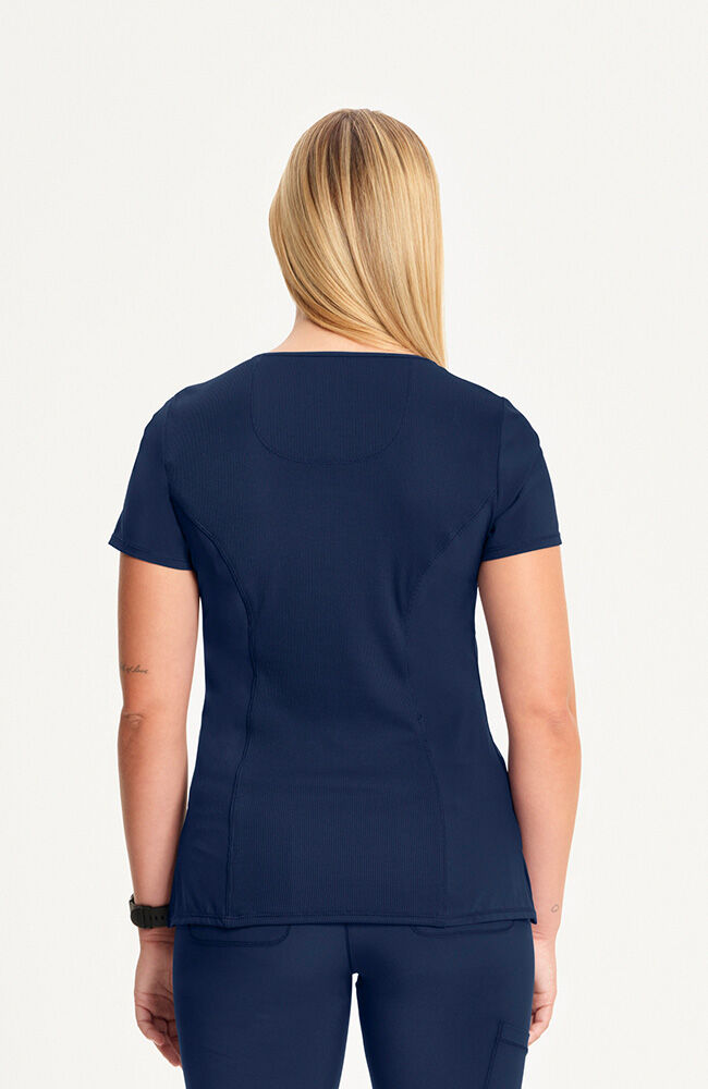 Infinity Women's 4-Pocket Knit Panel Mock Wrap Scrub Top
