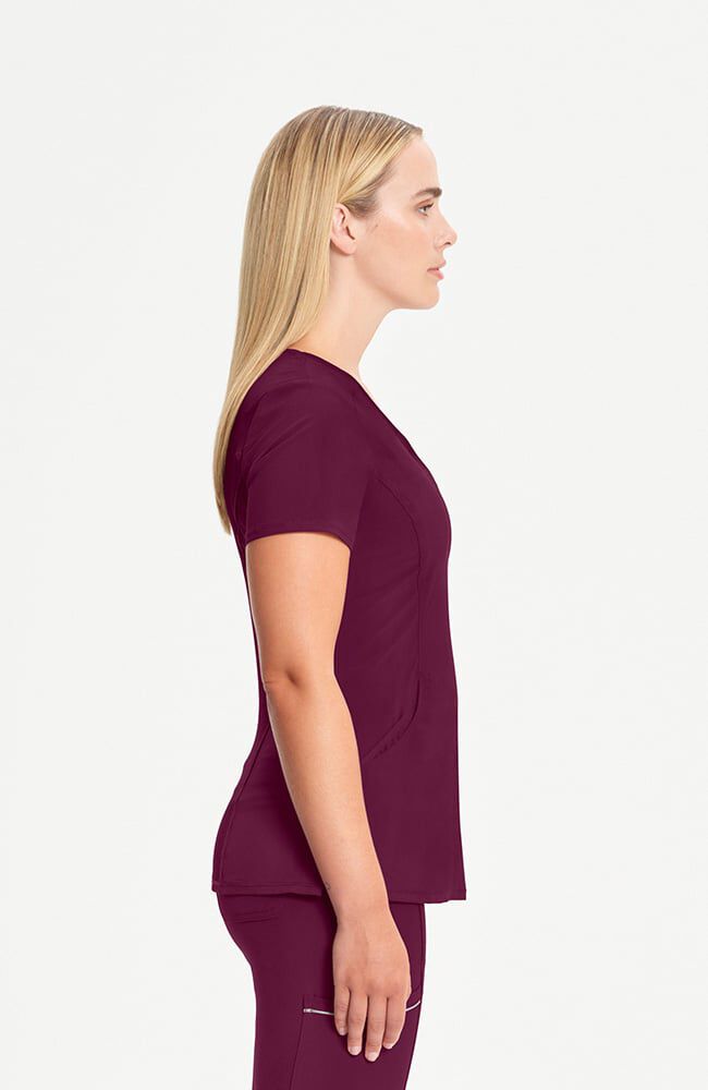 Infinity Women's 4-Pocket Knit Panel Mock Wrap Scrub Top