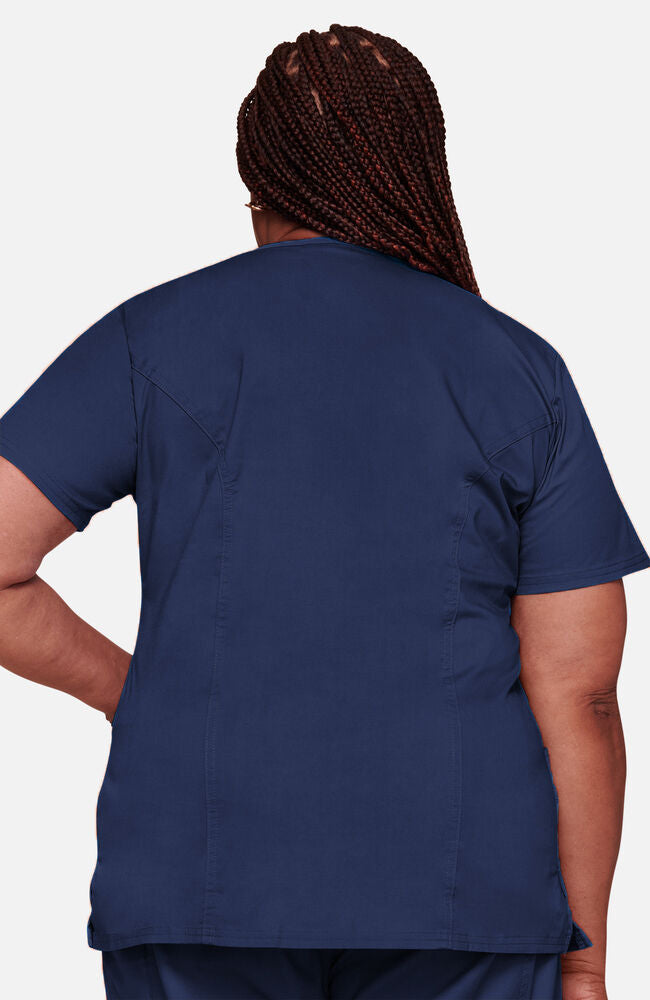 Cherokee Medical WW Core Stretch Women's Mock Wrap Princess Seam Solid Scrub Top