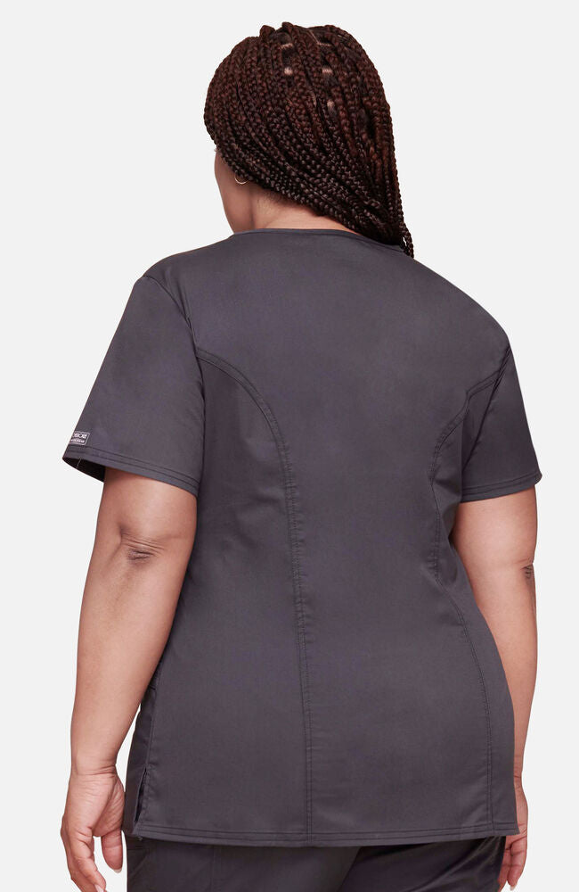 Cherokee Medical WW Core Stretch Women's Mock Wrap Princess Seam Solid Scrub Top