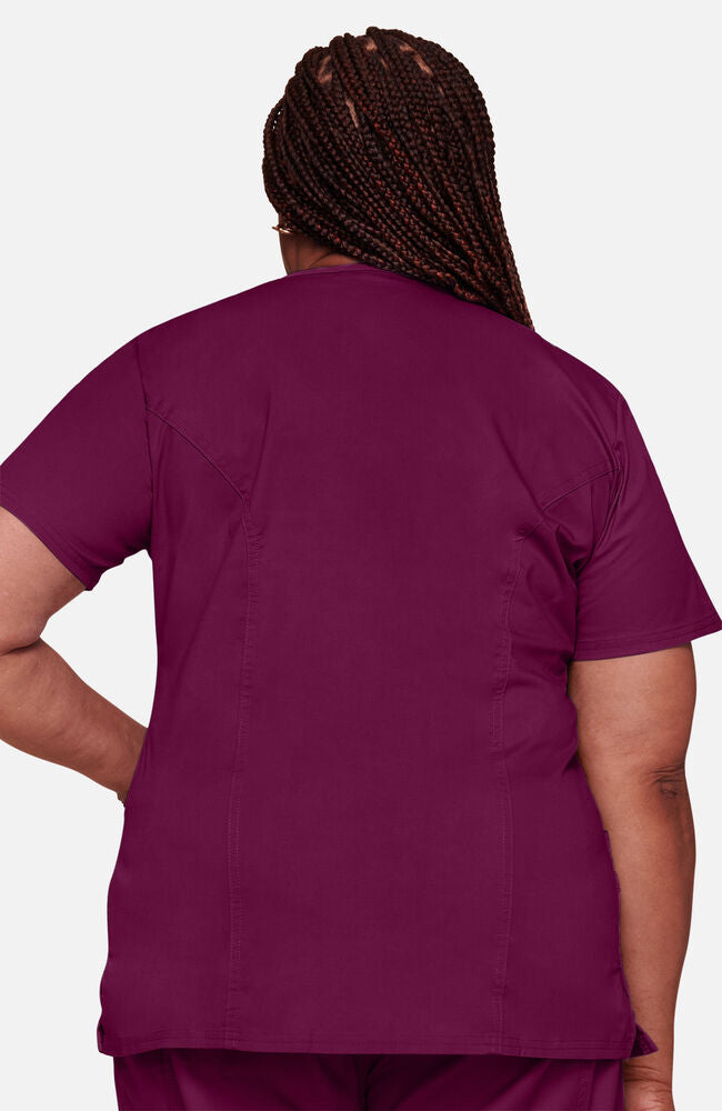 Cherokee Medical WW Core Stretch Women's Mock Wrap Princess Seam Solid Scrub Top