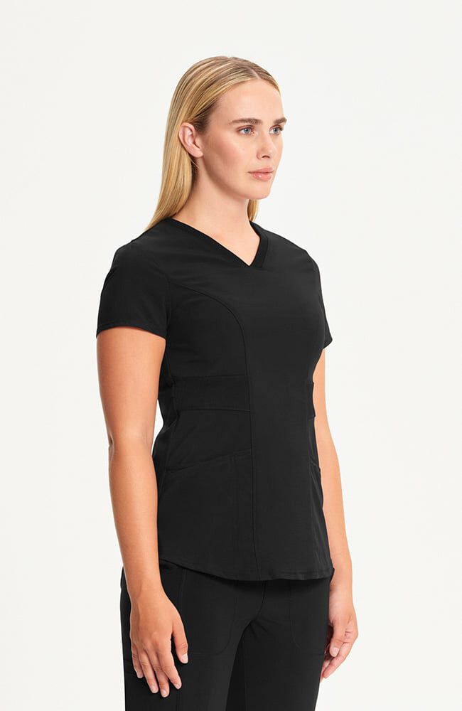Infinity Women's 3-Pocket Knit Panel V-Neck Scrub Top