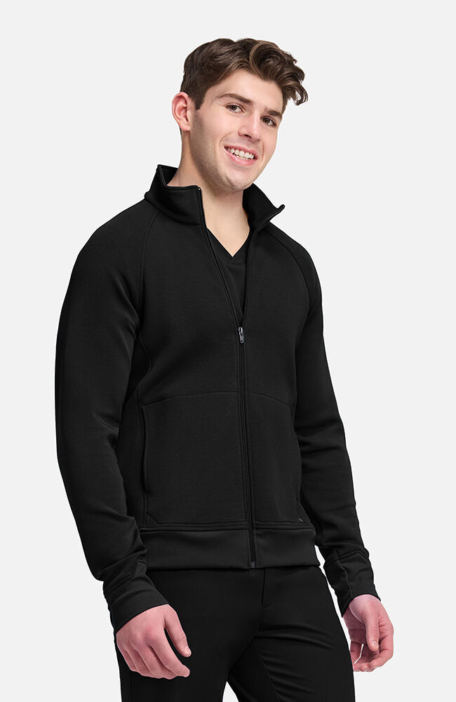 Lifestyle by Healing Hands Men's Zip Front Raglan Knit Scrub Jacket