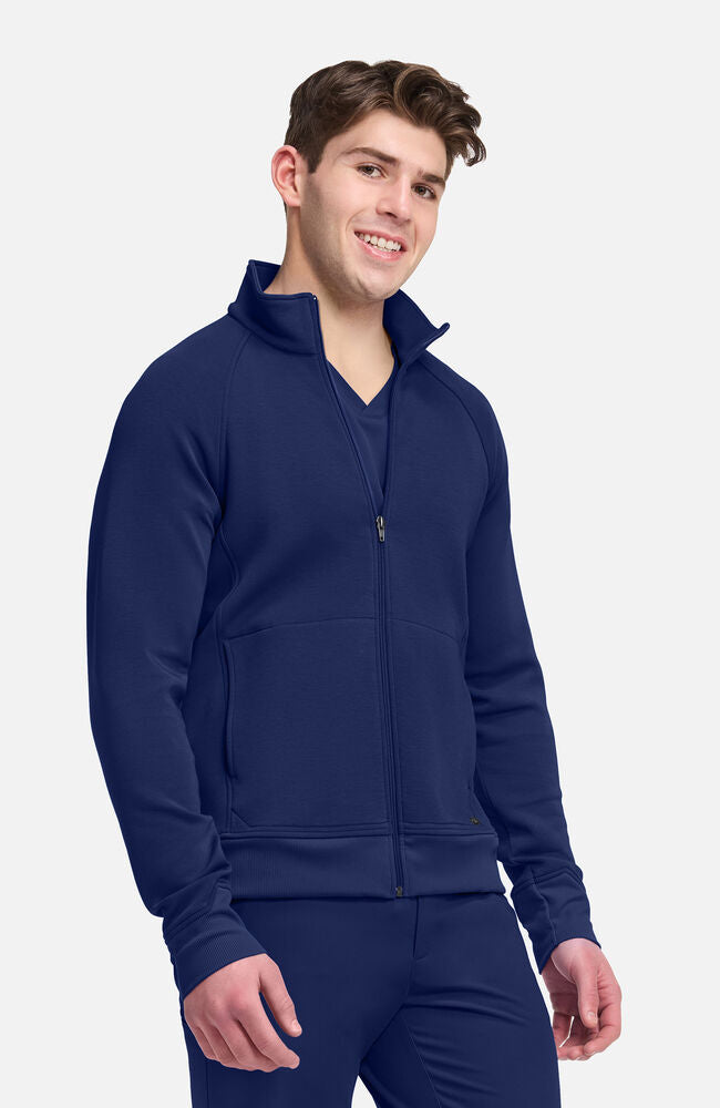 Lifestyle by Healing Hands Men's Zip Front Raglan Knit Scrub Jacket