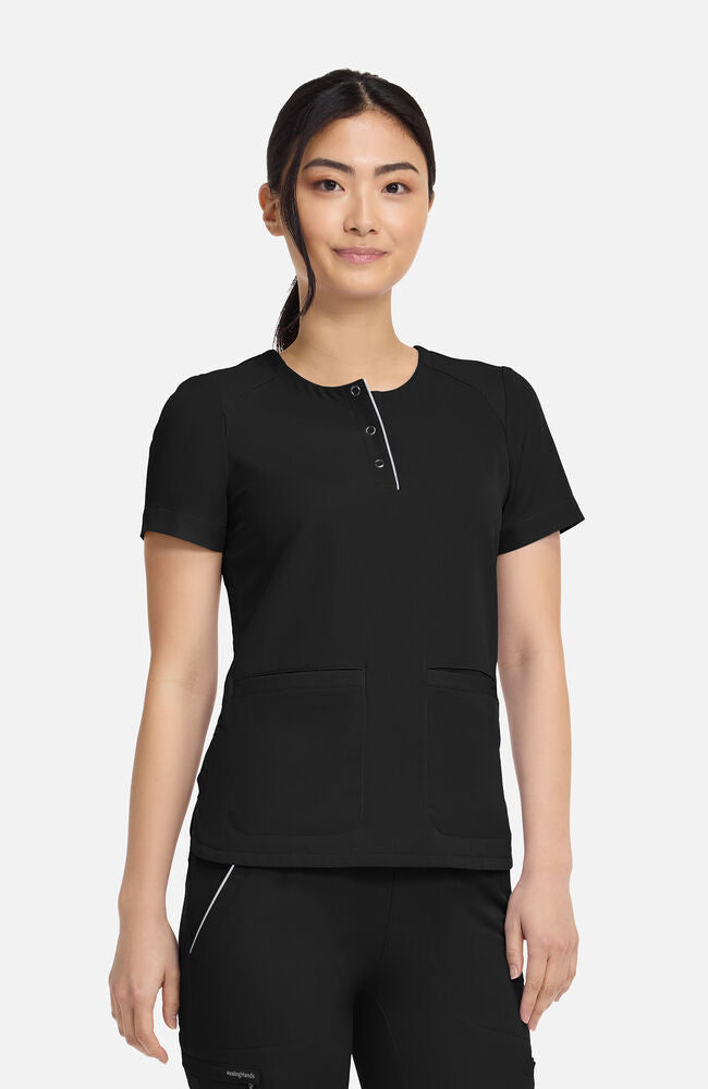 360 by Healing Hands Women's Joy Henley Crew Neck Scrub Top
