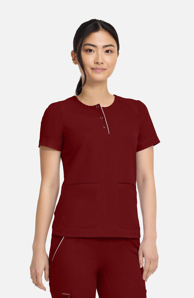 360 by Healing Hands Women's Joy Henley Crew Neck Scrub Top