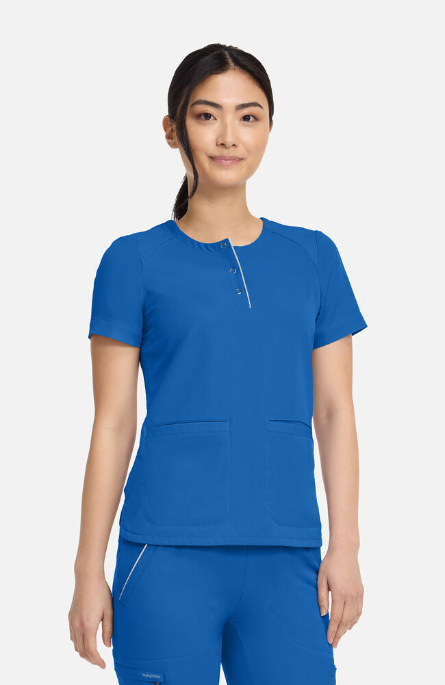 360 by Healing Hands Women's Joy Henley Crew Neck Scrub Top