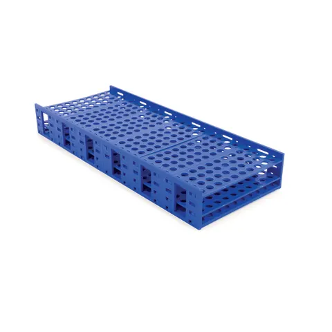 Marketlab-42067-BL Double Monster Rack, 13-16mm • Holds 240 tubes • 10.5"W x 26.5"L x 3.5"H • Blue, 1/ea