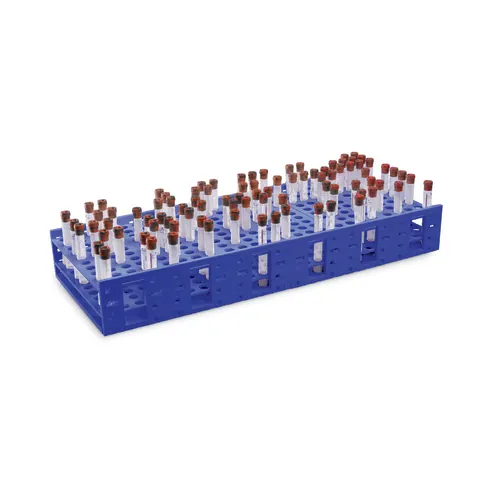 Marketlab-42067-BL Double Monster Rack, 13-16mm • Holds 240 tubes • 10.5"W x 26.5"L x 3.5"H • Blue, 1/ea