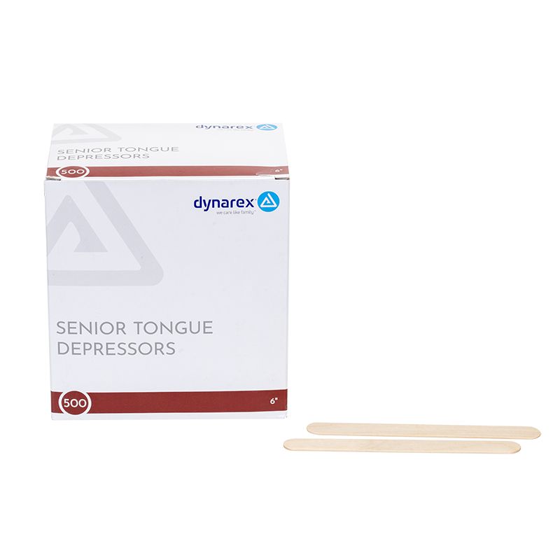 Dynarex-4312 Tongue Depressors Wood 6" - Non-Sterile (500 Each/Box)