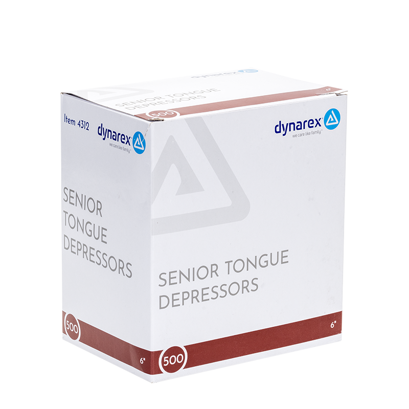 Dynarex-4312 Tongue Depressors Wood 6" - Non-Sterile (500 Each/Box)