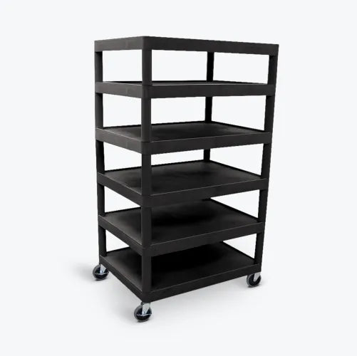 Luxor Lightweight Rolling Banquet Serving Carts with 4, 5, or 6 Shelves