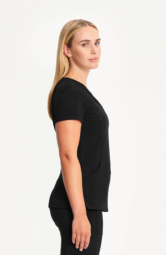 Infinity Women's 4-Pocket Knit Panel Mock Wrap Scrub Top