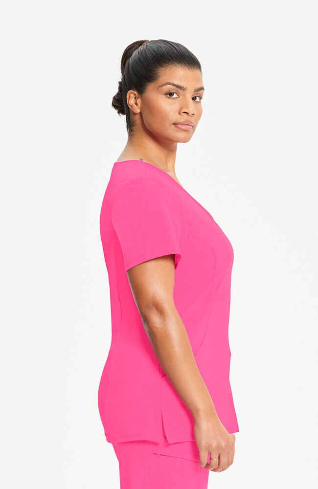 Infinity Women's 4-Pocket Knit Panel Mock Wrap Scrub Top