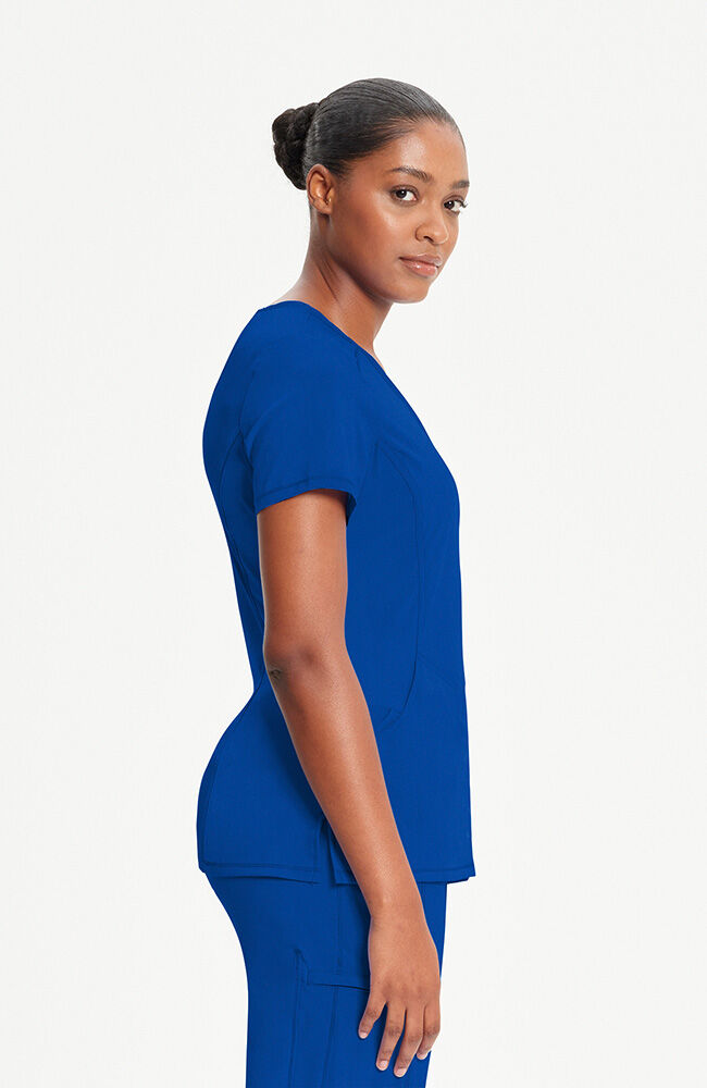 Infinity Women's 4-Pocket Knit Panel Mock Wrap Scrub Top