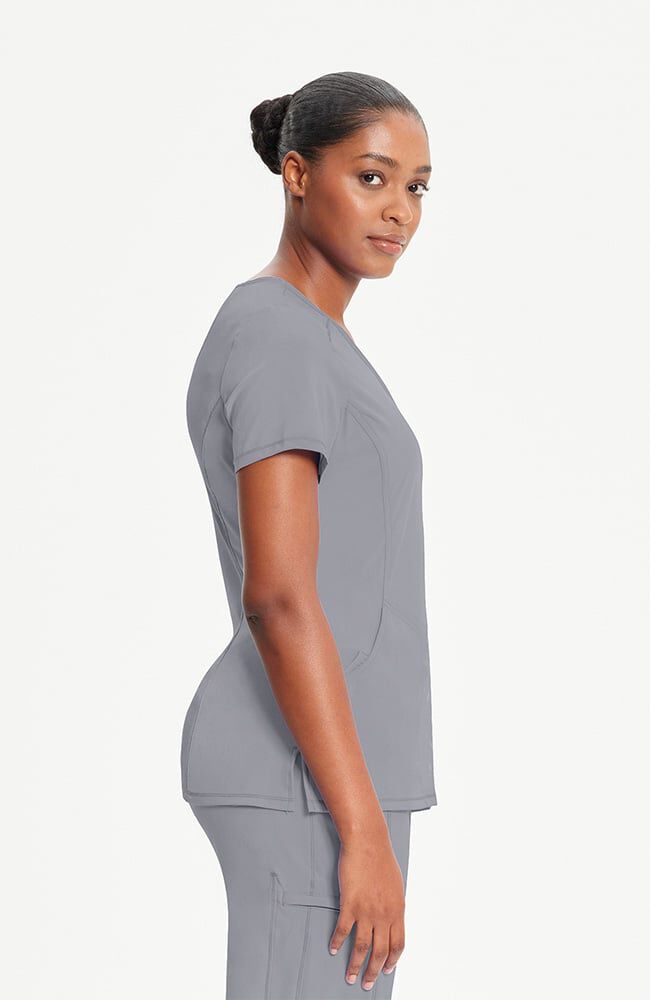 Infinity Women's 4-Pocket Knit Panel Mock Wrap Scrub Top