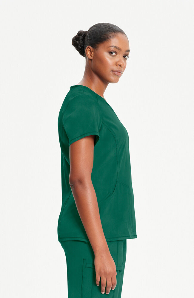Infinity Women's 4-Pocket Knit Panel Mock Wrap Scrub Top