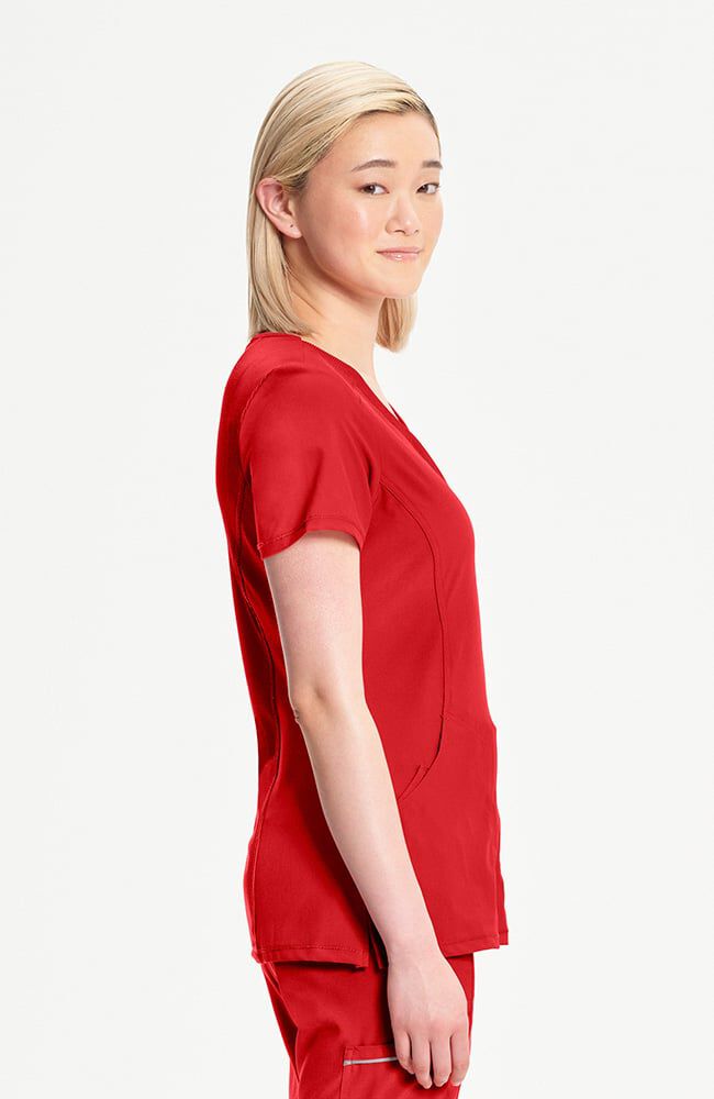 Infinity Women's 4-Pocket Knit Panel Mock Wrap Scrub Top