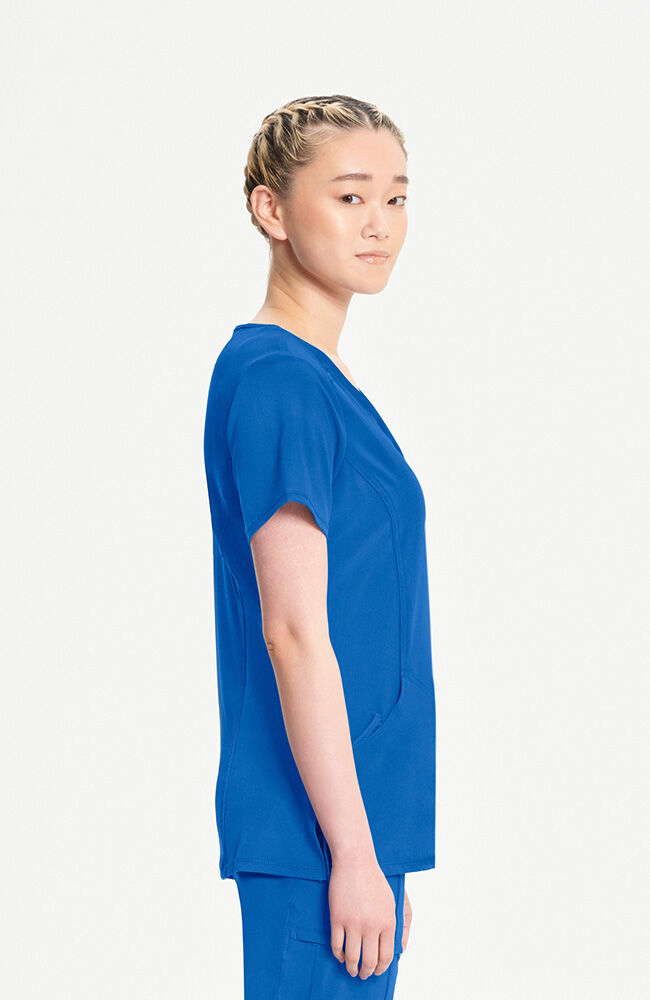 Infinity Women's 4-Pocket Knit Panel Mock Wrap Scrub Top