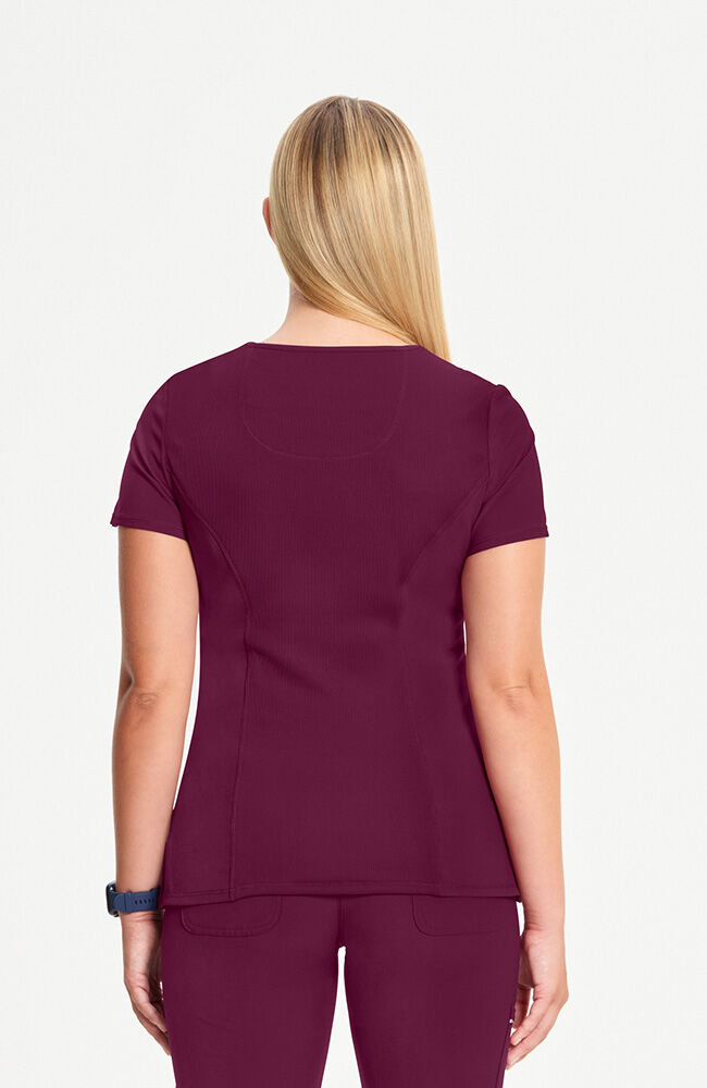 Infinity Women's 4-Pocket Knit Panel Mock Wrap Scrub Top