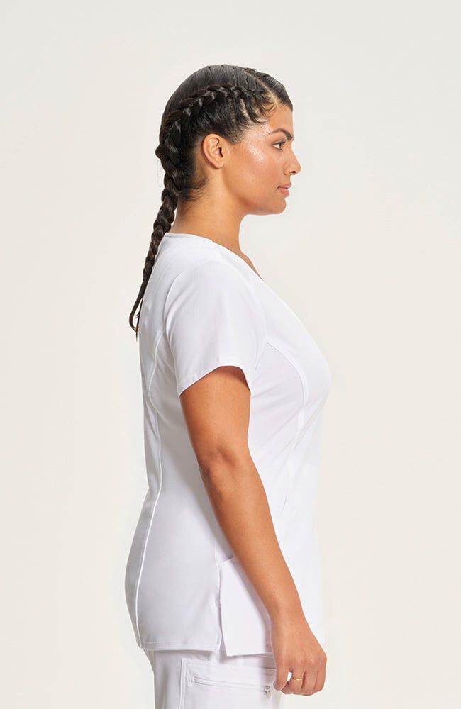 Infinity Women's 4-Pocket Knit Panel Mock Wrap Scrub Top
