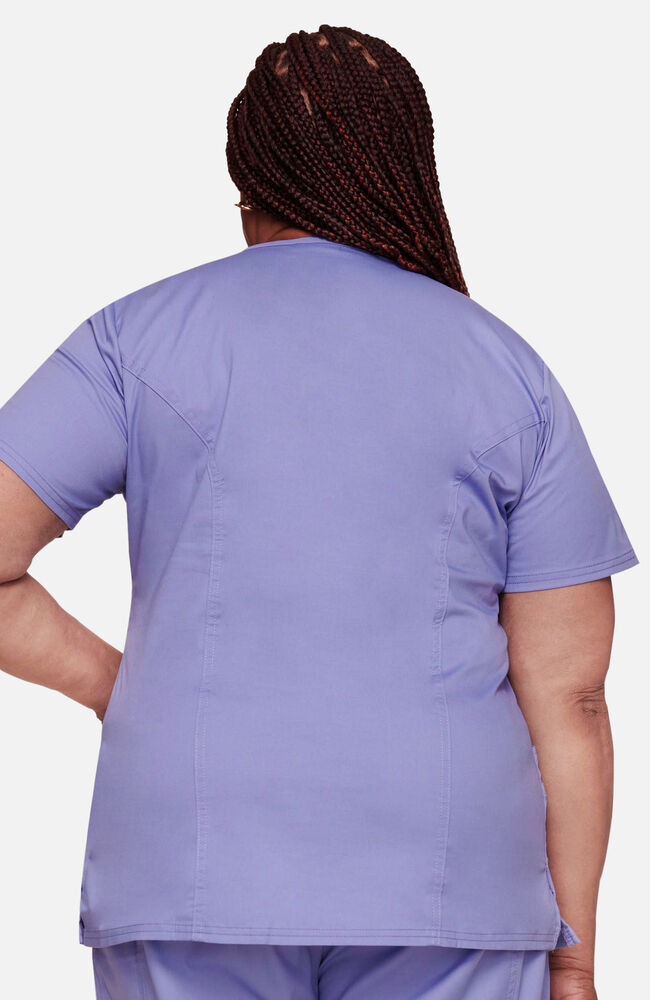 Cherokee Medical WW Core Stretch Women's Mock Wrap Princess Seam Solid Scrub Top