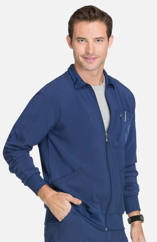 Infinity Men's Zip Front Rib Panel Scrub Jacket
