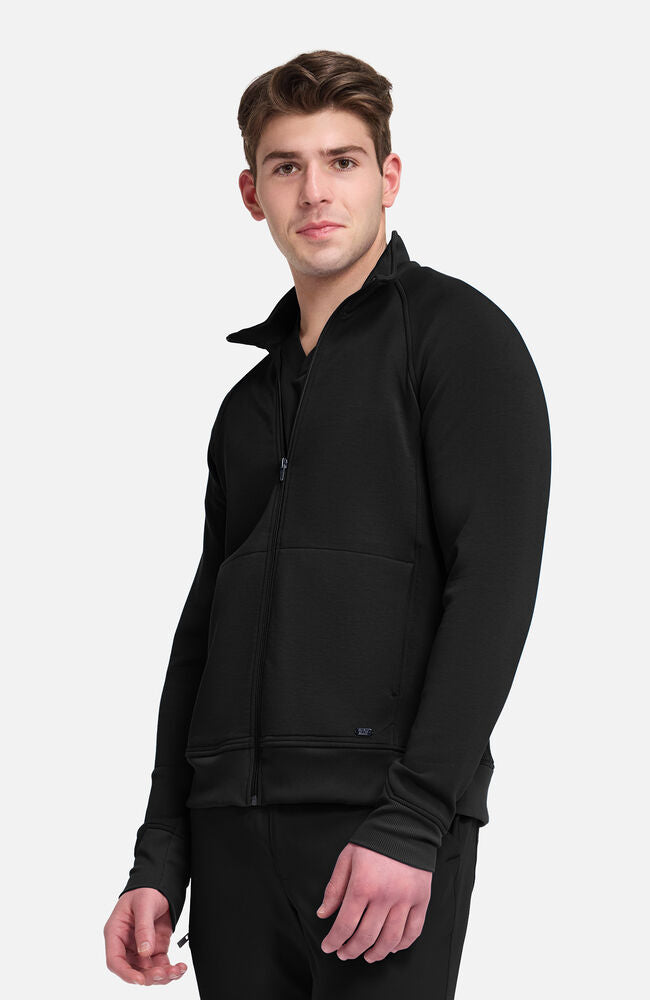 Lifestyle by Healing Hands Men's Zip Front Raglan Knit Scrub Jacket