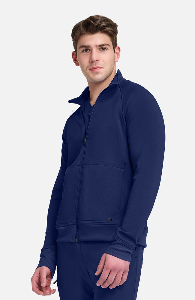 Lifestyle by Healing Hands Men's Zip Front Raglan Knit Scrub Jacket