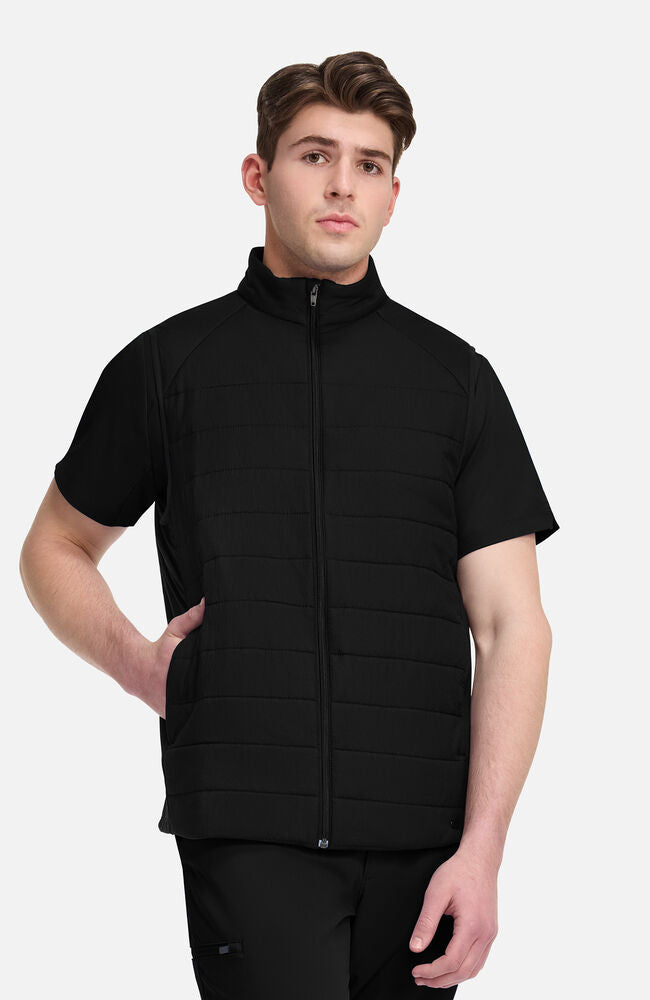 Lifestyle by Healing Hands Men's Zip Front Quilted 4-Pocket Scrub Vest